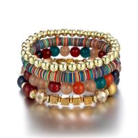 Wrap Bracelets, Glass, with Plastic & Zinc Alloy, gold color plated, Bohemian style & for woman & multi-strand Approx 7.09 Inch 