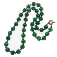Green Agate Necklace, with Zinc Alloy, for woman, green Approx 45 cm 