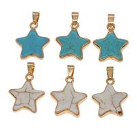 Turquoise Zinc Alloy Pendants, with Synthetic Turquoise, Star 