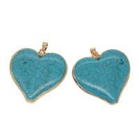 Turquoise Zinc Alloy Pendants, with Synthetic Turquoise, Heart 