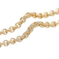 Chaine bijoux en laiton, Placage de couleur d'or, chaîne Rolo, 8mm, Vendu par m