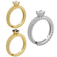 Brass Open Finger Ring, plated, Adjustable & micro pave cubic zirconia 4.2mm, Inner Approx 17mm 