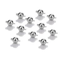 Zinc Alloy Magnetic Clasp, Round, plated, silver color, 8mm 