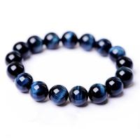 Bracelets en pierres oeil de tigre, unisexe, bleu, 8-16mm, Vendu par PC