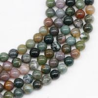 Natürliche Indian Achat Perlen, Indischer Achat, rund, poliert, DIY, gemischte Farben, Länge:38 cm, verkauft von Strang