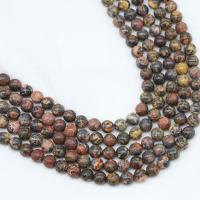 Leopardhaut Stein, rund, poliert, DIY, gemischte Farben, Länge:38 cm, verkauft von Strang
