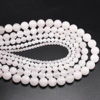 Weiße Chalcedon Perlen, Chalzedon, rund, poliert, DIY, Rosa, Länge:38 cm, verkauft von Strang