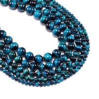 Tiger Eye Beads, Round, polished, DIY, dark blue cm 