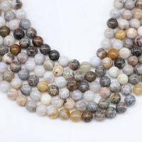 Natürlichen Bambus Achat Perlen, rund, poliert, DIY, gemischte Farben, Länge:38 cm, verkauft von Strang