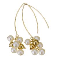 Freshwater Pearl Brass Earring, with Gold Filled, 14K gold-filled, for woman, white, 50mm,6mm 