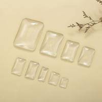 Transparent Glass Cabochon, Rectangle, polished, for time gem cabochon, clear 