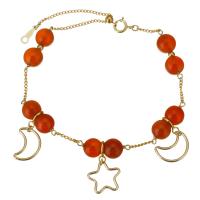 Yunnan Red Agate Bracelet, with Gold Filled, for woman, reddish orange 7mm,1mm Approx 8 Inch 