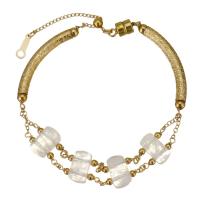 Bracelet Pierre de lune, Moonstone, avec Doublé or, pour femme, blanc 3mm Environ 5 pouce, Vendu par PC