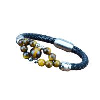 PU Leather Cord Bracelets, with Gemstone, stainless steel magnetic clasp, Unisex 8mm Approx 8.27 Inch 