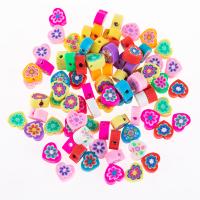 Polymer Clay Jewelry Beads, Heart, plated, DIY, multi-colored, 10mm 
