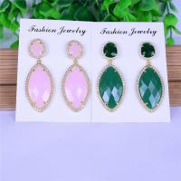 Crystal Drop Earring, with Zinc Alloy, gold color plated, micro pave cubic zirconia & for woman 