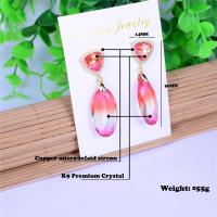 Crystal Drop Earring, with Zinc Alloy, gold color plated, micro pave cubic zirconia & for woman 