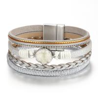 PU Leather Cord Bracelets, Zinc Alloy, with PU Leather & Tiger Eye, fashion jewelry & for woman 200mm 