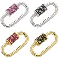 Brass Screw Clasp, plated, micro pave cubic zirconia 
