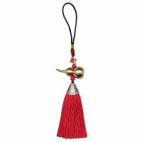 Brass Key Chain, with Polyester & Acrylic, Tassel, plated, vintage 230mm 