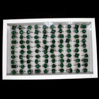 Edelstein Zink Legierung Fingerring, Zinklegierung, mit Malachit, Einstellbar & unisex, gemischte Farben, 20x20x3mm, 100PCs/Box, verkauft von Box