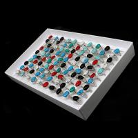 Edelstein Zink Legierung Fingerring, Zinklegierung, mit Türkis, unisex, gemischte Farben, 20x20x3mm, 100PCs/Box, verkauft von Box