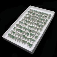 Edelstein Zink Legierung Fingerring, Zinklegierung, mit Grüner Aventurin, Einstellbar & unisex, gemischte Farben, 200x200x30mm, 100PCs/Box, verkauft von Box