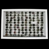 Edelstein Zink Legierung Fingerring, Zinklegierung, mit Edelstein, Einstellbar & unisex, gemischte Farben, 200x200x30mm, 100PCs/Box, verkauft von Box
