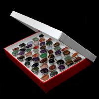Edelstein Zink Legierung Fingerring, Zinklegierung, mit Naturstein, unisex, gemischte Farben, 200x200x30mm, 50/Box, verkauft von Box