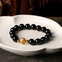 Черный обсидиан браслет, Обсидиан, ювелирные изделия моды & Мужская, черный, 10.5mm, продается Strand
