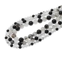 Rutilated Quartz Beads, Black Rutilated Quartz, Round, DIY mixed colors cm 