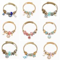 Stainless Steel  European Bracelets, with Resin & Zinc Alloy, plated, for woman & with rhinestone 