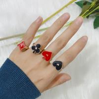 Enamel Zinc Alloy Finger Ring, with Brass & enamel, plated, 4 pieces & fashion jewelry & Unisex 