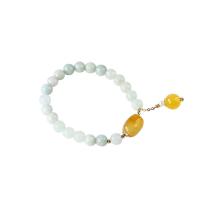 Gemstone Bracelets, Jadeite, with zinc alloy bead & Agate & Freshwater Pearl, gold color plated, for woman 7.5mm Approx 14-16.5 cm 