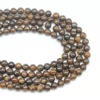 Bronzit Stein Perlen, rund, DIY & verschiedene Größen vorhanden, Kaffeefarbe, Länge:38 cm, verkauft von Strang