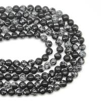 Schneeflocke Obsidian Perlen, rund, DIY & verschiedene Größen vorhanden, gemischte Farben, Länge:38 cm, verkauft von Strang
