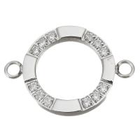Stainless Steel Charm Connector, Round, fashion jewelry & with 12 pcs rhinestone & DIY, original color Approx 2mm 