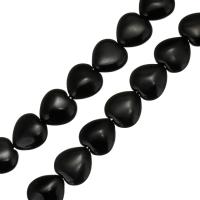 Schwarze Obsidian Perlen, Herz, schwarz, 16x16x7mm, Bohrung:ca. 1mm, Länge:ca. 15.5 ZollInch, verkauft von Strang