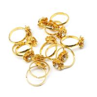 Rhinestone Zinc Alloy Finger Ring, Flower, Adjustable & for woman & with rhinestone, golden 