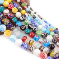 Innerer Twist Lampwork Perlen, rund, poliert, DIY, keine, 6mm, Bohrung:ca. 1mm, Länge:38 cm, verkauft von Tasche
