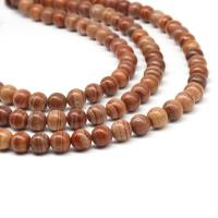 Holzmaserung Stein Perlen, Grain Stein, rund, DIY & verschiedene Größen vorhanden, rot, Länge:38 cm, verkauft von Strang