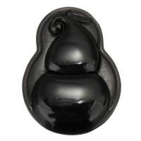 Pendentif obsidienne noire, gravé, noire Environ 1mm, Vendu par PC