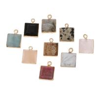 Gemstone Brass Pendants, with Gemstone,  Square 