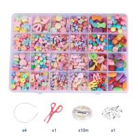 Ensemble de perles de String bricolage enfants, Acrylique, avec fil en cristal & fer, couleurs mélangées, Vendu par fixé