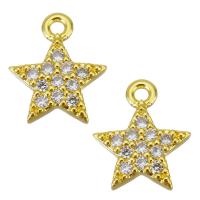 Cubic Zirconia Micro Pave Brass Pendant, Star, gold color plated, DIY & micro pave cubic zirconia, metallic color plated [