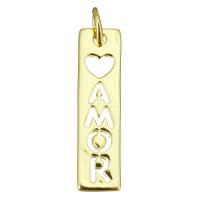 Hollow Brass Pendants, Rectangle, gold color plated Approx 3mm 