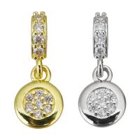 Brass European Pendants, plated, micro pave cubic zirconia 20mm Approx 