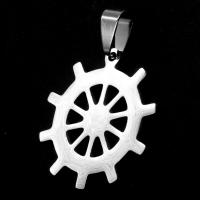 Stainless Steel Ship Wheel & Anchor Pendant, original color 
