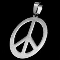 Edelstahl-Frieden-Logo-Anhänger, Edelstahl, Frieden Logo, originale Farbe, 33x30x1mm, verkauft von PC