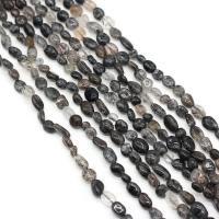 Rutilated Quartz Beads, Black Rutilated Quartz, Nuggets, DIY, black, 6-8mm cm, 50- 